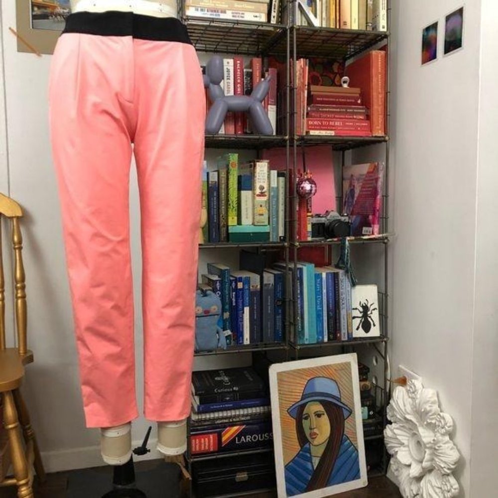 MILLY Pink Layney Cropped Zipcuff Pants Tuxedo - Picture 3 of 8